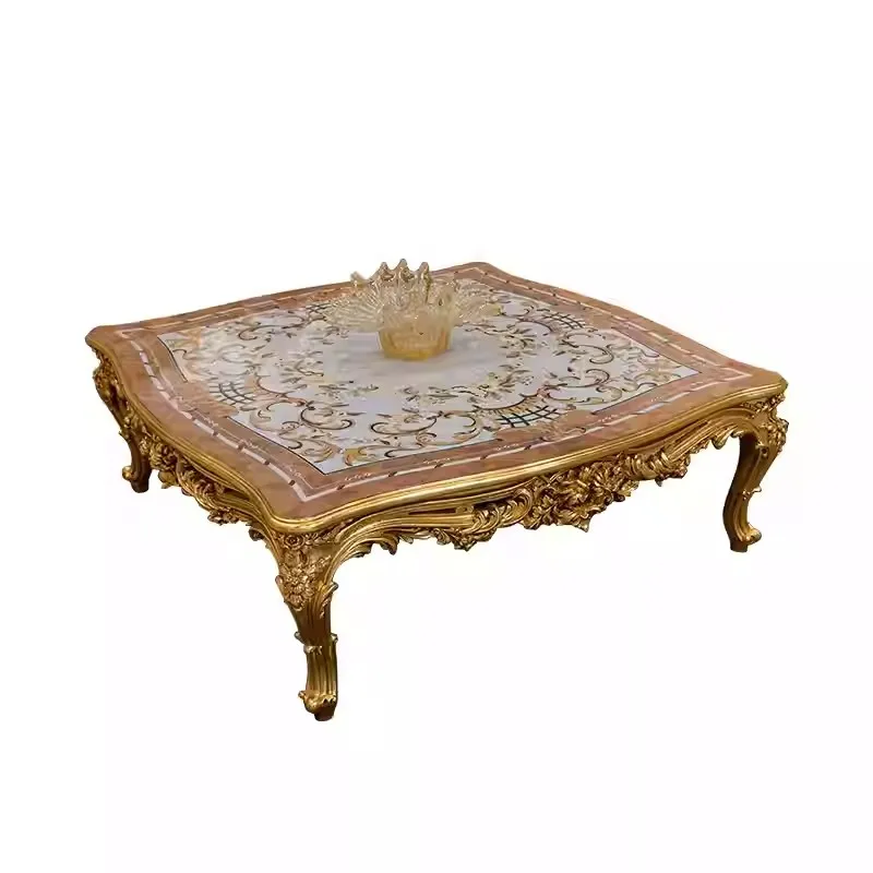 Inlaid European luxury solid wood carving flower coffee table, French high-end shell square tea table tea table
Inlaid European luxury solid wood carving flower coffee table, French high-end shell square tea table tea table