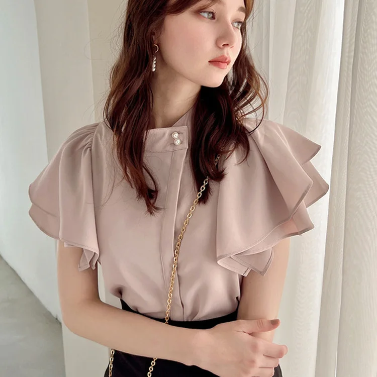 Japanese Lolita Pearl Button Blouse: Sweet Summer Chiffon Top Lotus Leaf Sleeves, Kawaii Elegant Style Shirt Tops
Japanese Lolita Pearl Button Blouse: Sweet Summer Chiffon Top Lotus Leaf Sleeves, Kawaii Elegant Style Shirt Tops
