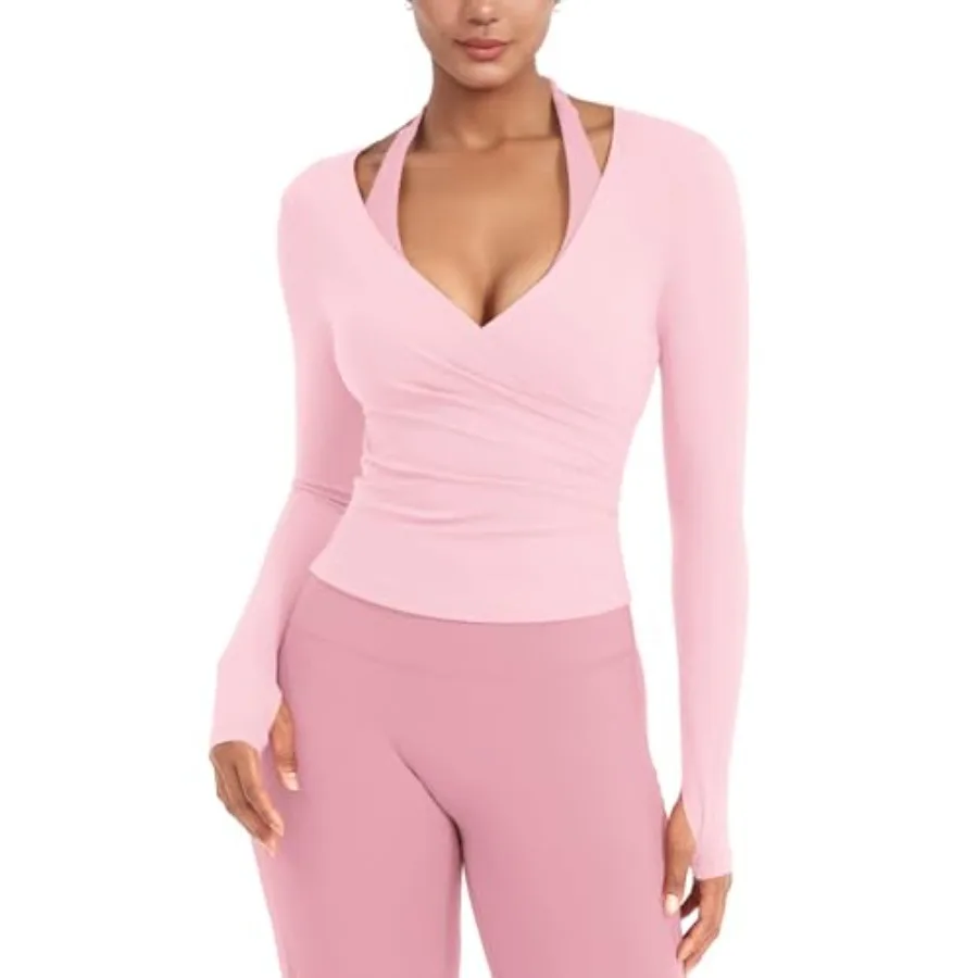 YEOREO Ease Women Workout Wrap Top Long Sleeve with Thumb Holes V Neck Basic Shirts for Yoga Pilates Going Out Shrug Blouse
YEOREO Ease Women Workout Wrap Top Long Sleeve with Thumb Holes V Neck Basic Shirts for Yoga Pilates Going Out Shrug Blouse