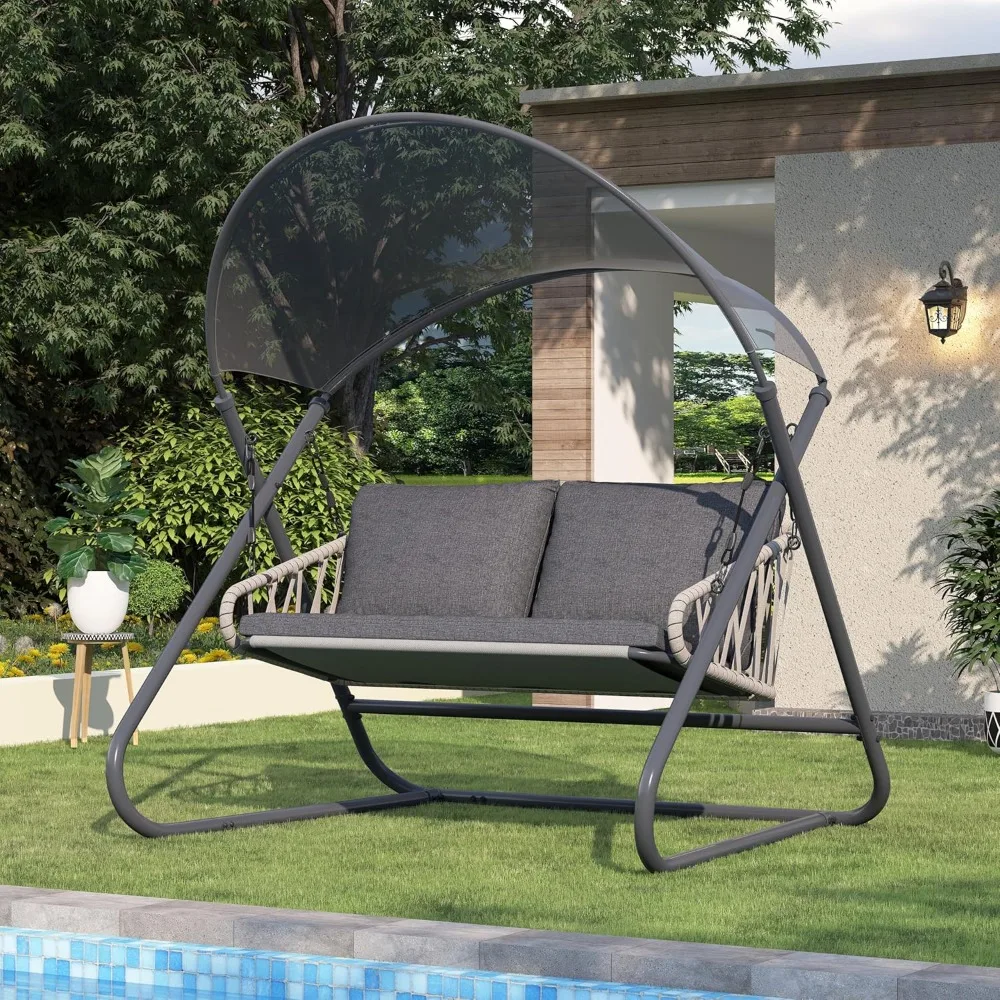 2-Seat Outdoor Porch Swing, Patio Swing with Canopy, Hanging Glider Bench with Thicken Cushions and Pillow, Patio Hammock
2-Seat Outdoor Porch Swing, Patio Swing with Canopy, Hanging Glider Bench with Thicken Cushions and Pillow, Patio Hammock