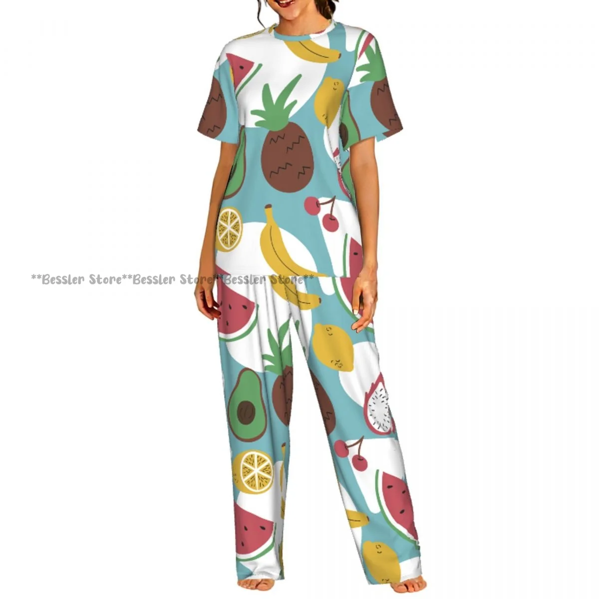 Women's Pajamas Set Tropical Fruit Short Sleeve Sleepwear 2 Piece Homewear Loungewear
Women's Pajamas Set Tropical Fruit Short Sleeve Sleepwear 2 Piece Homewear Loungewear