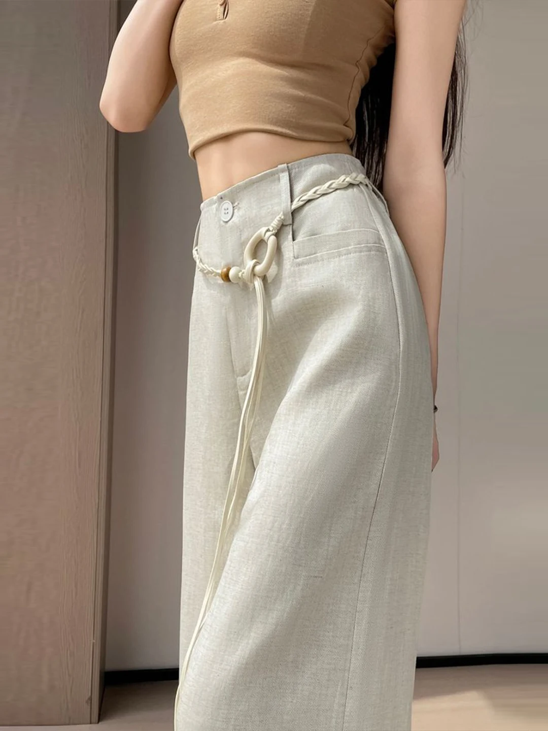 High Waist Cotton Linen Wide Leg Pants Women's Casual Summer New Style Cover Hip Long Trousers Trendy Straight Cut Pants
High Waist Cotton Linen Wide Leg Pants Women's Casual Summer New Style Cover Hip Long Trousers Trendy Straight Cut Pants