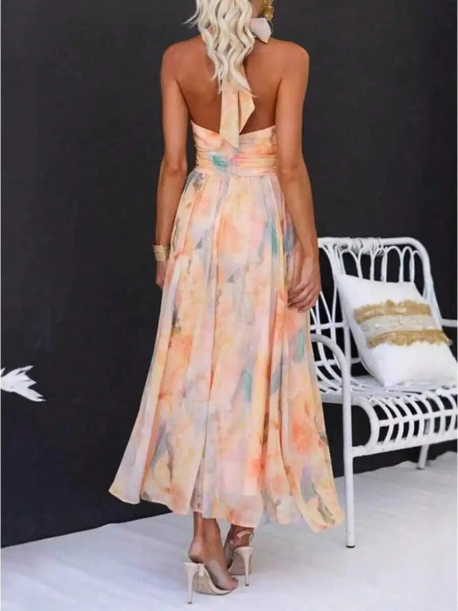 Boho Pastel Floral Halter Neck Sleeveless Flowy Maxi Dress For Women Beach Vacation
Boho Pastel Floral Halter Neck Sleeveless Flowy Maxi Dress For Women Beach Vacation