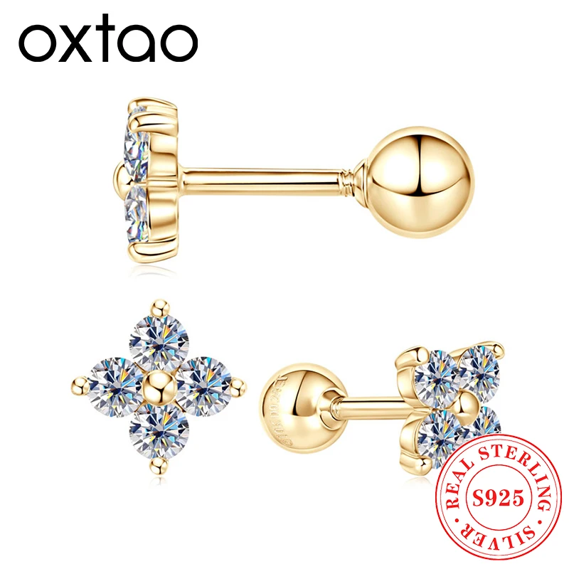 OXTAO мини-серьги с четырьмя лепестками, серьги-гвоздики из желтого золота 10 карат с муассанитом, цвет D, блестящие бриллианты, женские ювелирные изделия, подарок для женщин
OXTAO мини-серьги с четырьмя лепестками, серьги-гвоздики из желтого золота 10 карат с муассанитом, цвет D, блестящие бриллианты, женские ювелирные изделия, подарок для женщин