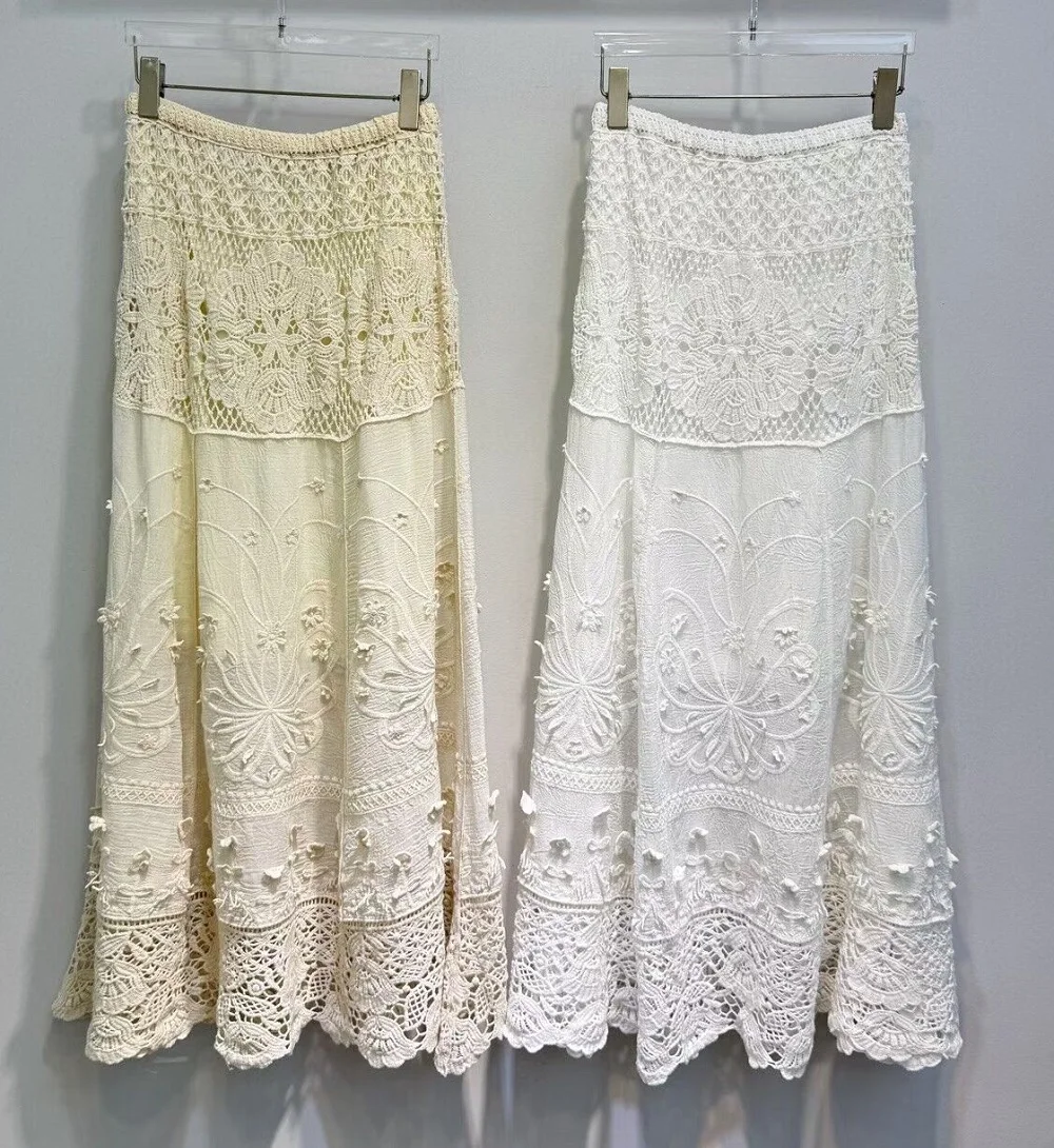 2026 Summer Fashion Long Skirt High Quality Women Elastic Waist Crochet Lace Embroidery Flower Patterns Bohemian Beach Skirts
2026 Summer Fashion Long Skirt High Quality Women Elastic Waist Crochet Lace Embroidery Flower Patterns Bohemian Beach Skirts