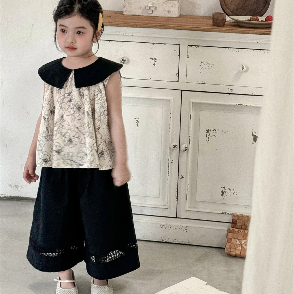 Children's Clothing Sets Baby Girls Blue Sleeveless Blouse Collar Pants 2pcs Outfits Toddler Clothes Holiday Kids Two Piece Suit
Children's Clothing Sets Baby Girls Blue Sleeveless Blouse Collar Pants 2pcs Outfits Toddler Clothes Holiday Kids Two Piece Suit