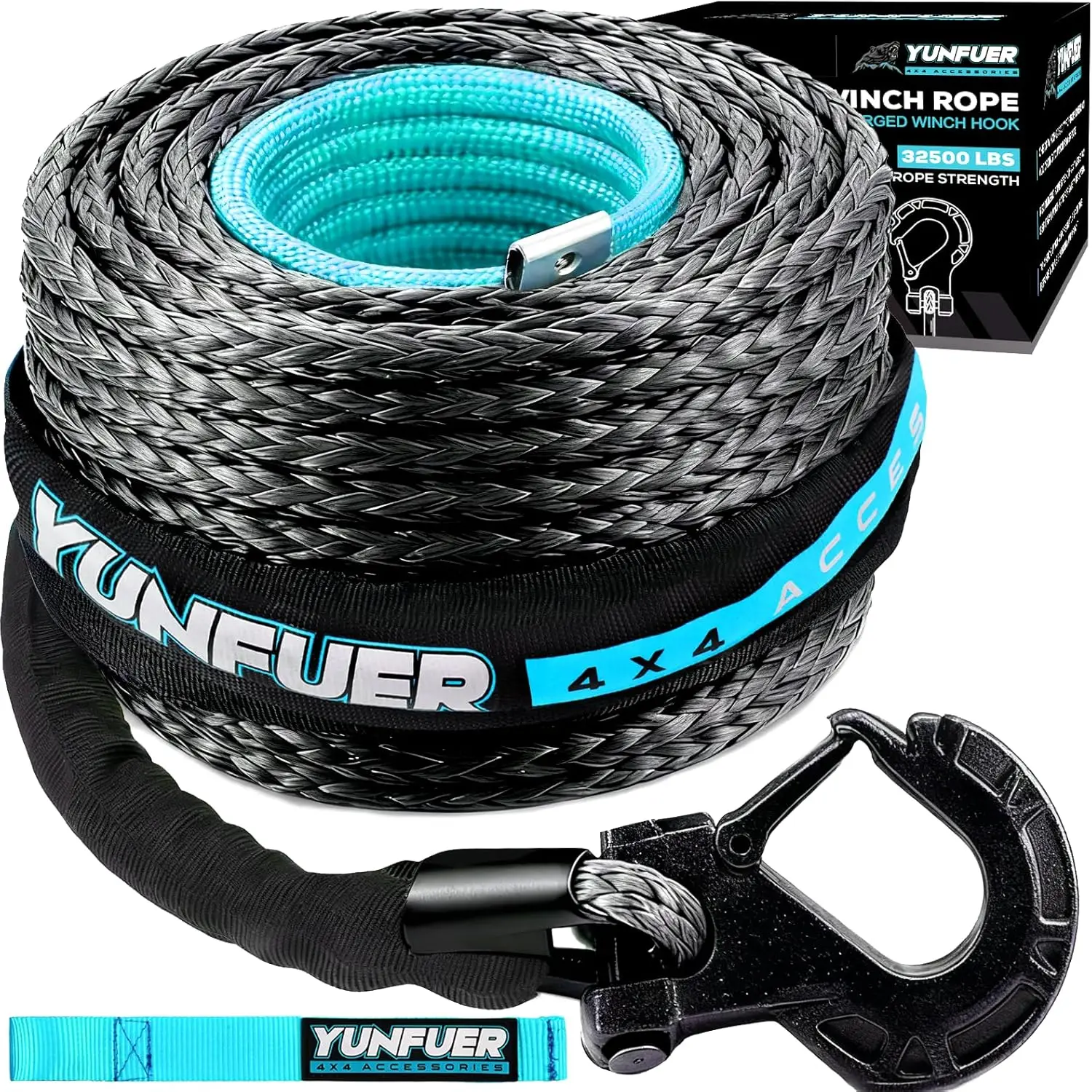 1/2" x 85ft Synthetic Winch Rope Kit, 32000LBS Break Strength with Protective Sleeve, Forged Hook & Pull Strap for SUV Truck Gray
1/2" x 85ft Synthetic Winch Rope Kit, 32000LBS Break Strength with Protective Sleeve, Forged Hook & Pull Strap for SUV Truck Gray