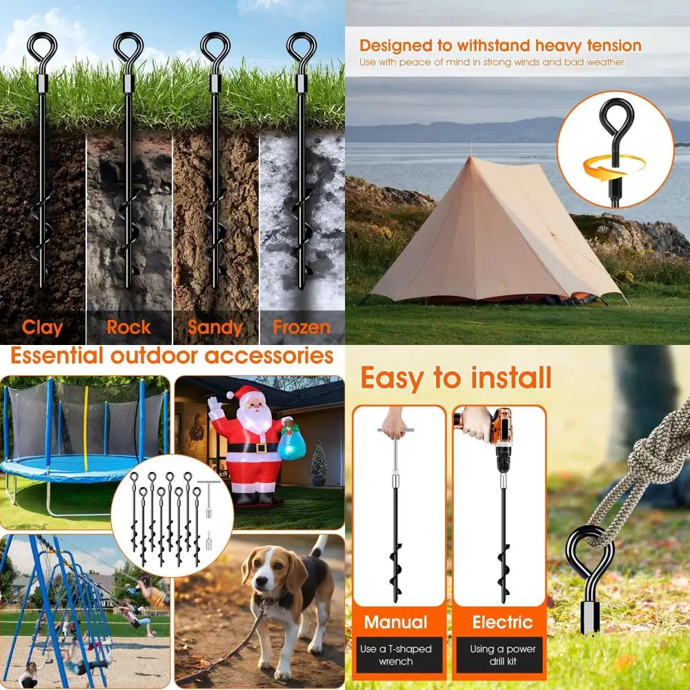 Ground Anchors Screw in Trampoline Anchors Heavy Duty Ground Anchors,Tent Stakes for Camping Tent, Trampoline, Canopies, Carport
Ground Anchors Screw in Trampoline Anchors Heavy Duty Ground Anchors,Tent Stakes for Camping Tent, Trampoline, Canopies, Carport