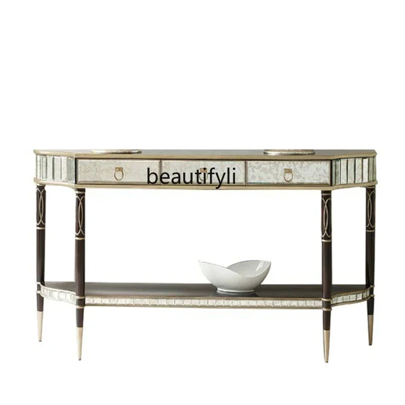American light luxury entrance table, simple and modern wall decoration end view table, corridor entrance table
American light luxury entrance table, simple and modern wall decoration end view table, corridor entrance table