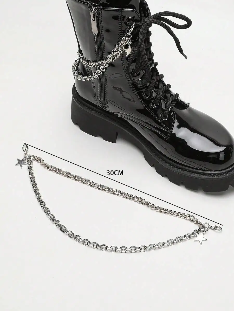 2pcs Metal Chain Star Punk Boot Chain Clip On Shoe Decoration Accessory
2pcs Metal Chain Star Punk Boot Chain Clip On Shoe Decoration Accessory