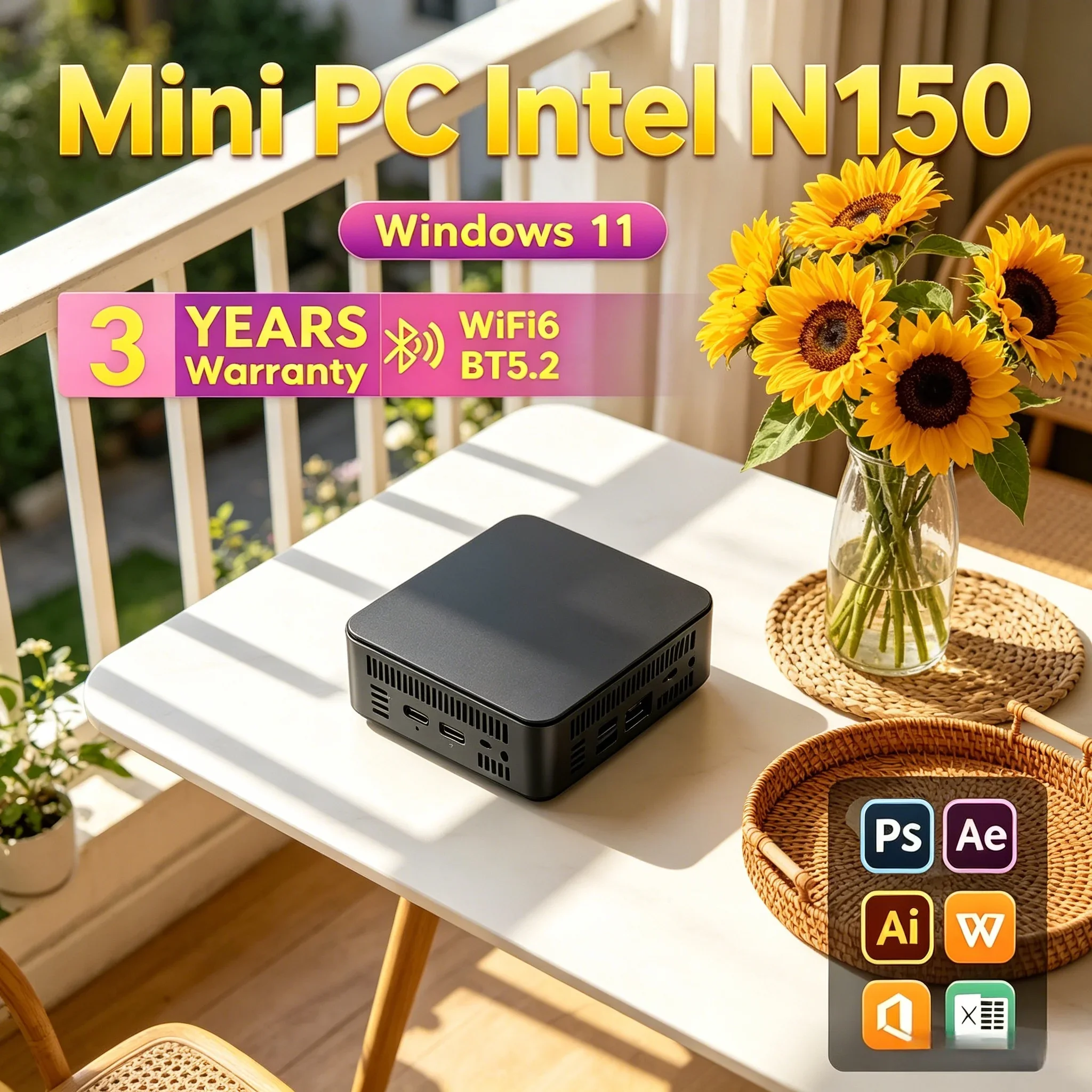 Laptop Solid Built N150 MiniPC High Speed Transmission Type-C Port Multifunctional Desktop Computer HomeOfficeBusiness Equipment
Laptop Solid Built N150 MiniPC High Speed Transmission Type-C Port Multifunctional Desktop Computer HomeOfficeBusiness Equipment