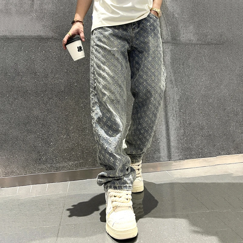 2025 New Jacquard Pattern Denim Pants Men Straight Leg Loosen Fit Jeans Ripped Holes Baggy Trousers
2025 New Jacquard Pattern Denim Pants Men Straight Leg Loosen Fit Jeans Ripped Holes Baggy Trousers