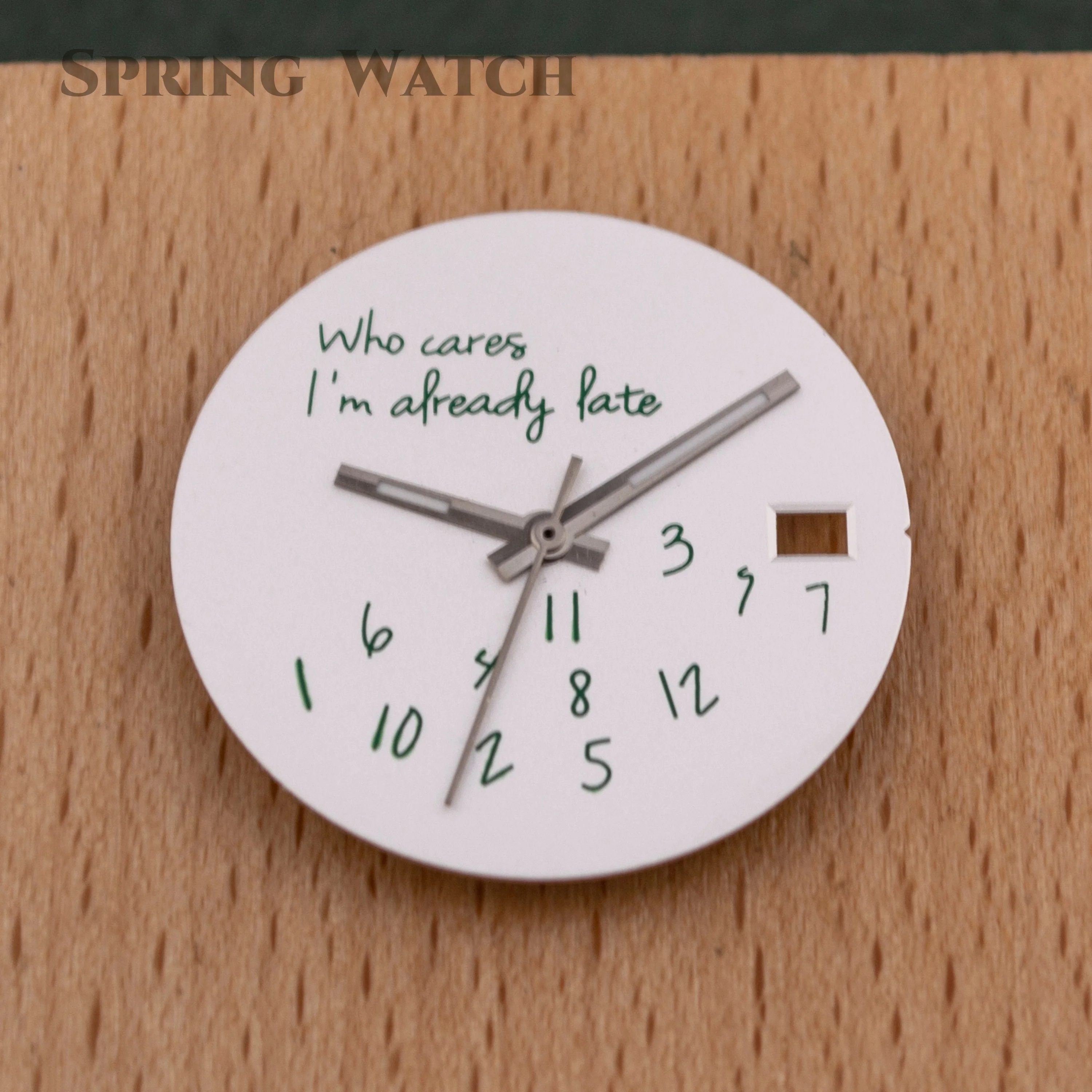 Mod 28.5mm Watch Dial luminous Hands Who Cares I'm Already Late Watch Accessories For NH35 4R35 Movement
Mod 28.5mm Watch Dial luminous Hands Who Cares I'm Already Late Watch Accessories For NH35 4R35 Movement