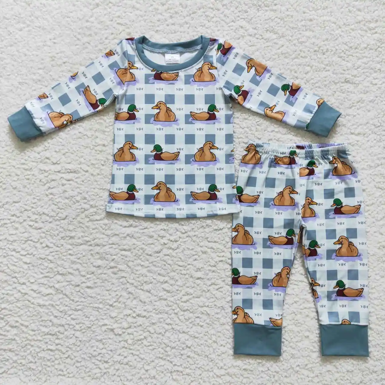 Wholesale Kids Children's Clothing Hot Sale Duck blue and white plaid long-sleeved pant suit pajamas outfit baby boys clothes
Wholesale Kids Children's Clothing Hot Sale Duck blue and white plaid long-sleeved pant suit pajamas outfit baby boys clothes