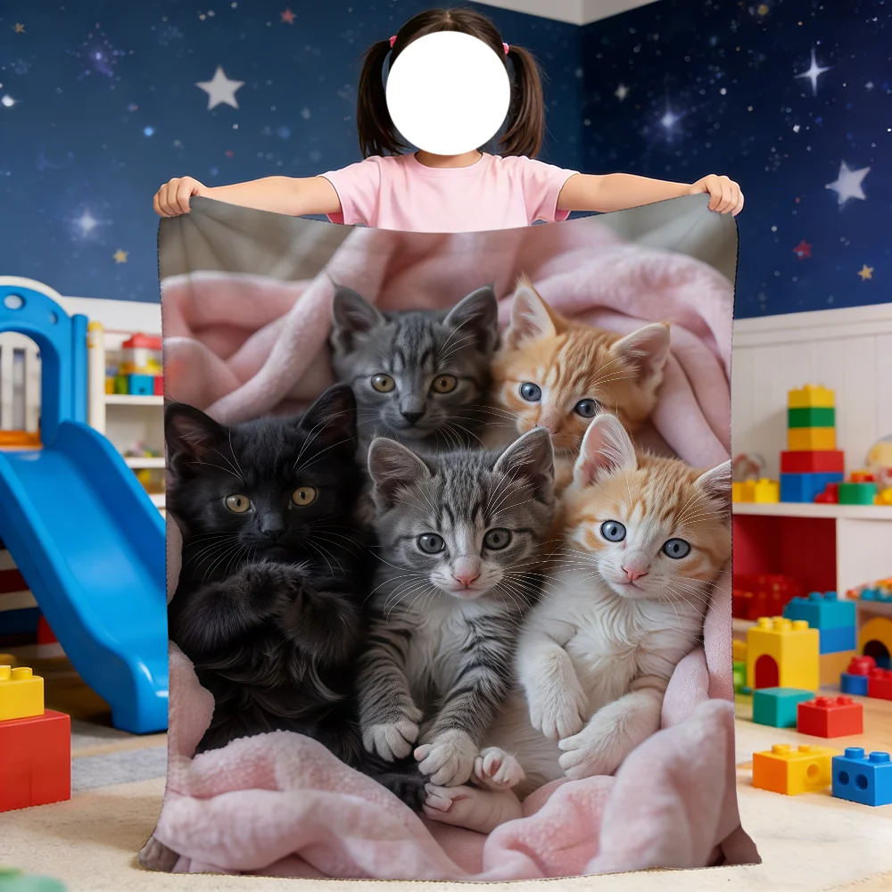 6 Adorable Kittens Cat Print Blanket For Soft Throw Blanket for Picnic Bed Sofa Home Bedroom Cozy Warm Comfortable
6 Adorable Kittens Cat Print Blanket For Soft Throw Blanket for Picnic Bed Sofa Home Bedroom Cozy Warm Comfortable