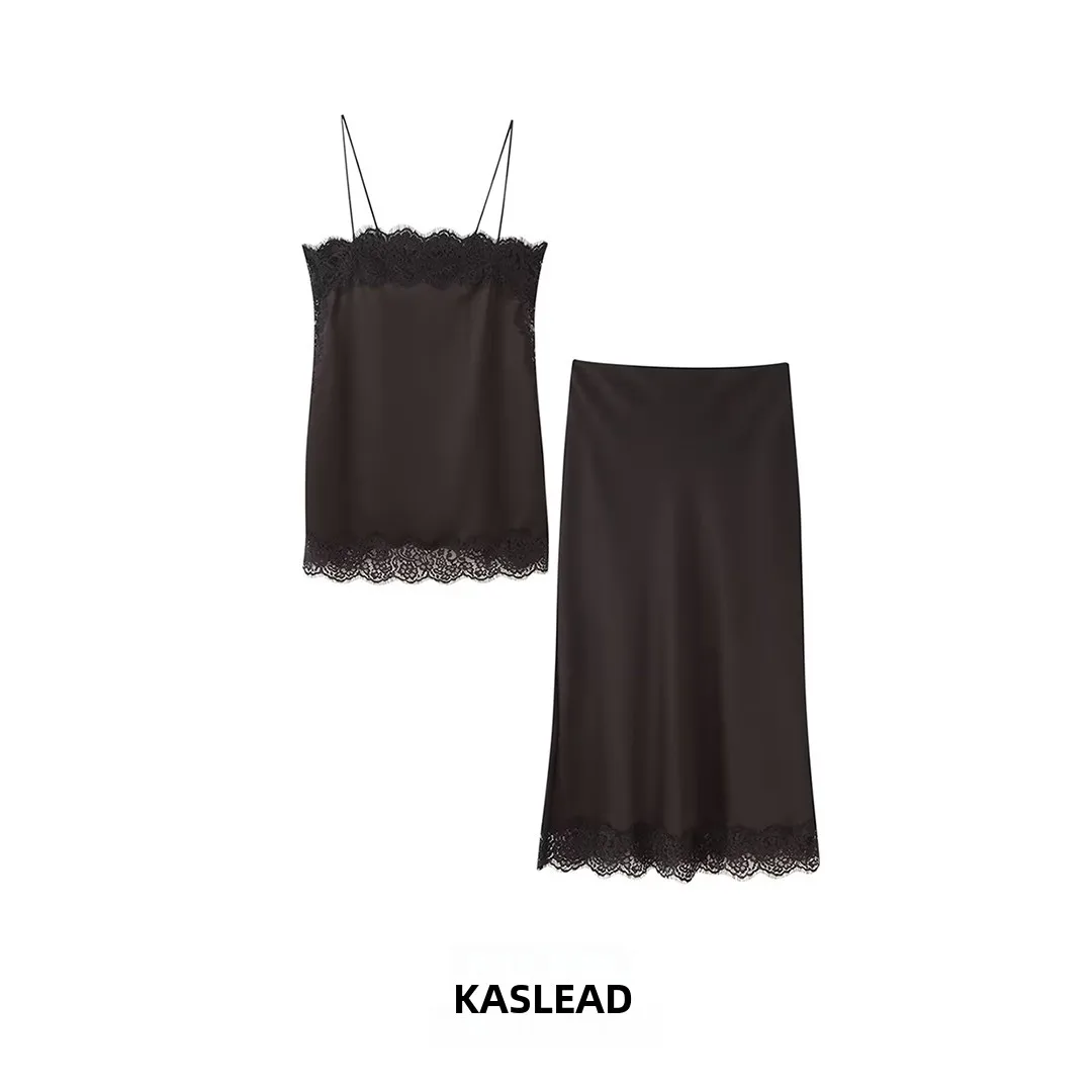 KASLEAD, новый женский модный кружевной топ с юбкой, осень 2021, европейский костюм из двух предметов для взрослых 
KASLEAD, новый женский модный кружевной топ с юбкой, осень 2021, европейский костюм из двух предметов для взрослых