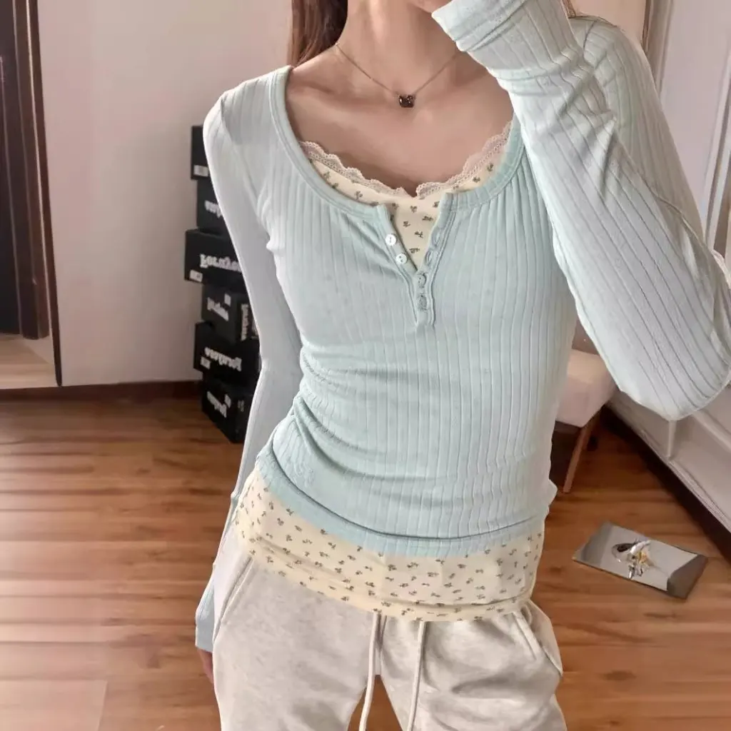 Lace Floral Print Slim Fit Long Sleeve Top for Women Autumn Winter Fashion Bottoming T-Shirt Hot Girl Style
Lace Floral Print Slim Fit Long Sleeve Top for Women Autumn Winter Fashion Bottoming T-Shirt Hot Girl Style