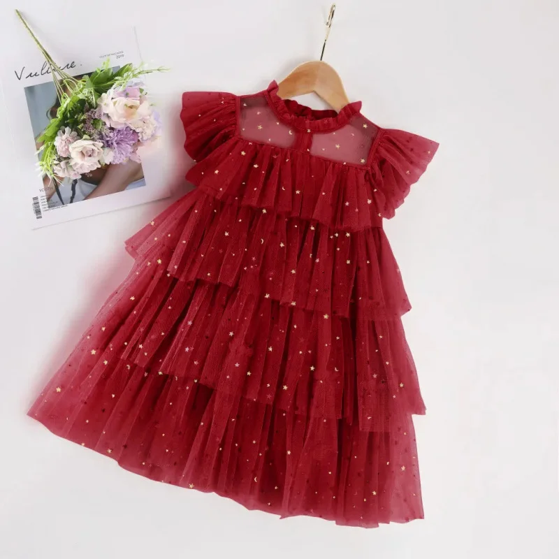 Girls' Mesh Dress Summer New Children's Cake Princess Tulle Dress Star Sequins Summer Stylish Dress
Girls' Mesh Dress Summer New Children's Cake Princess Tulle Dress Star Sequins Summer Stylish Dress