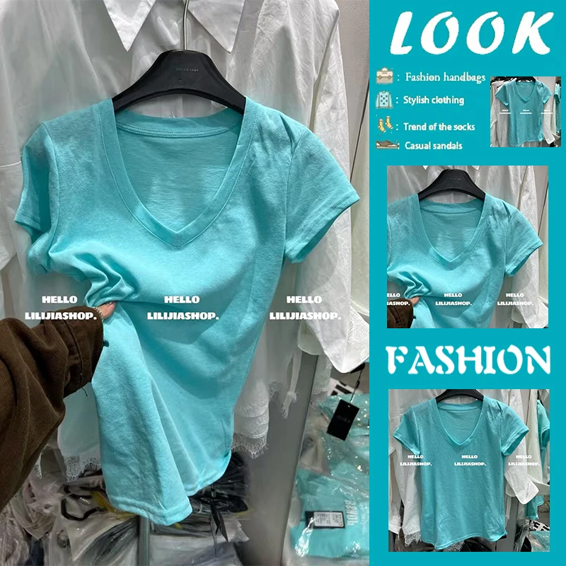 Slim Fit V-Neck Short Sleeve T-Shirt Fashionable Versatile Summer New Arrival Women's Casual Wear UPF 0+ Regular Sleeve Length
Slim Fit V-Neck Short Sleeve T-Shirt Fashionable Versatile Summer New Arrival Women's Casual Wear UPF 0+ Regular Sleeve Length
