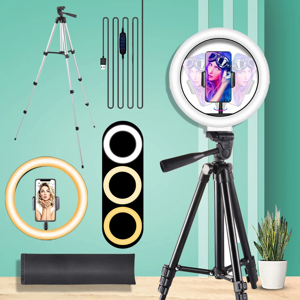 LED Circle Lamp Selfie Fill Ring Light With Tripod Stand Phone Holder Makeup Photography YouTube Videos Live Streaming Ringlight
LED Circle Lamp Selfie Fill Ring Light With Tripod Stand Phone Holder Makeup Photography YouTube Videos Live Streaming Ringlight