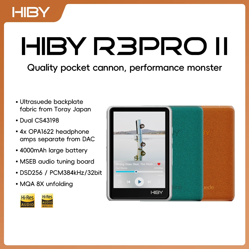 HiBy R3 Pro II / Gen 2 HiFi MP3 Music Player USB DAC Headphone AMP CS43198*2 OPA1622*4 4000mAh 480mW Output DSD256 MQA 8X PD2.0
HiBy R3 Pro II / Gen 2 HiFi MP3 Music Player USB DAC Headphone AMP CS43198*2 OPA1622*4 4000mAh 480mW Output DSD256 MQA 8X PD2.0