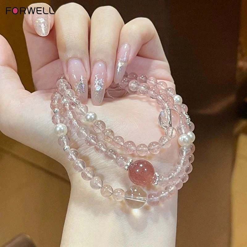 FORWELL New Pink Crystal Triple-Strand Bracelet for Women Tassel Bracelet Light Luxury Small Handcrafted Girl Birthday Gift
FORWELL New Pink Crystal Triple-Strand Bracelet for Women Tassel Bracelet Light Luxury Small Handcrafted Girl Birthday Gift