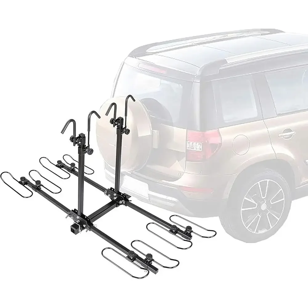 Hitch-Mounted 4-Bike Platform Rack for Cars, Trucks, and SUVs with 2 Receiver, Up to 200 lbs Capacity, Black Alloy Steel
Hitch-Mounted 4-Bike Platform Rack for Cars, Trucks, and SUVs with 2 Receiver, Up to 200 lbs Capacity, Black Alloy Steel