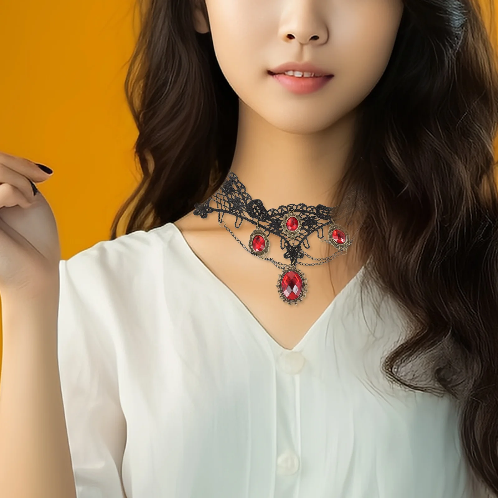 Lace Choker Necklace Gothic Rhinestone Vintage Lace Choker for Halloween Cosplay Festival Costume Jewelry for Women
Lace Choker Necklace Gothic Rhinestone Vintage Lace Choker for Halloween Cosplay Festival Costume Jewelry for Women