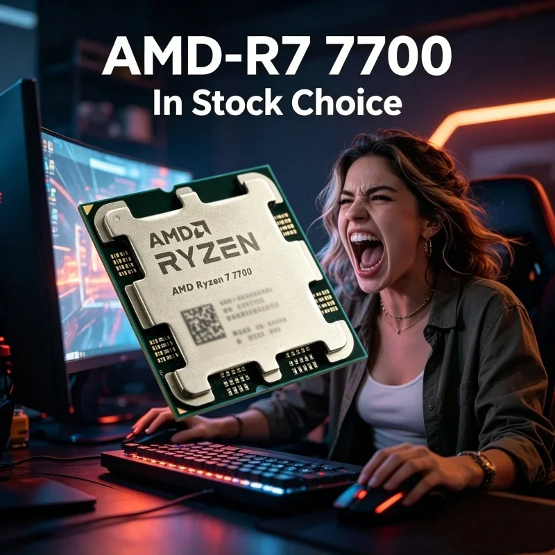 AMD Ryzen 7 7700 Gaming CPU, 8-Core 16-Thread Up to 5.3GHz, AM5 Socket Desktop Processor Without Package