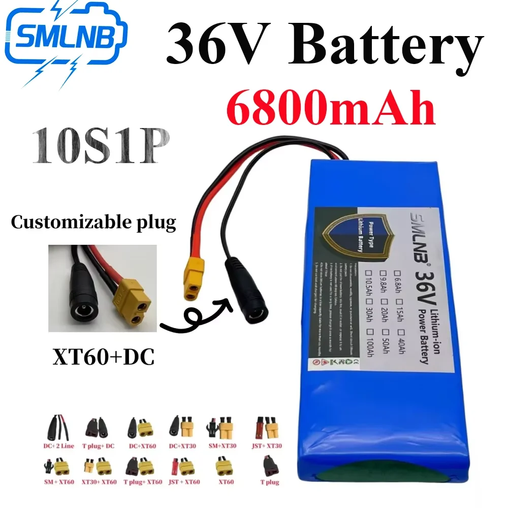10S1P 36V 6800mAh 18650 Lithium Li-ion Battery Pack 15A BMS 500W Rechargeable Batteries Electric Car Bicycle Scooter
10S1P 36V 6800mAh 18650 Lithium Li-ion Battery Pack 15A BMS 500W Rechargeable Batteries Electric Car Bicycle Scooter