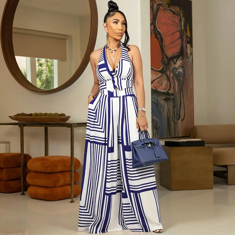 Doyerl Striped Vintage Elegant Women 2 Piece Set Outfit Party Club Halter V-neck Backless Vest Top and Loose Wide Leg Pants Suit
Doyerl Striped Vintage Elegant Women 2 Piece Set Outfit Party Club Halter V-neck Backless Vest Top and Loose Wide Leg Pants Suit