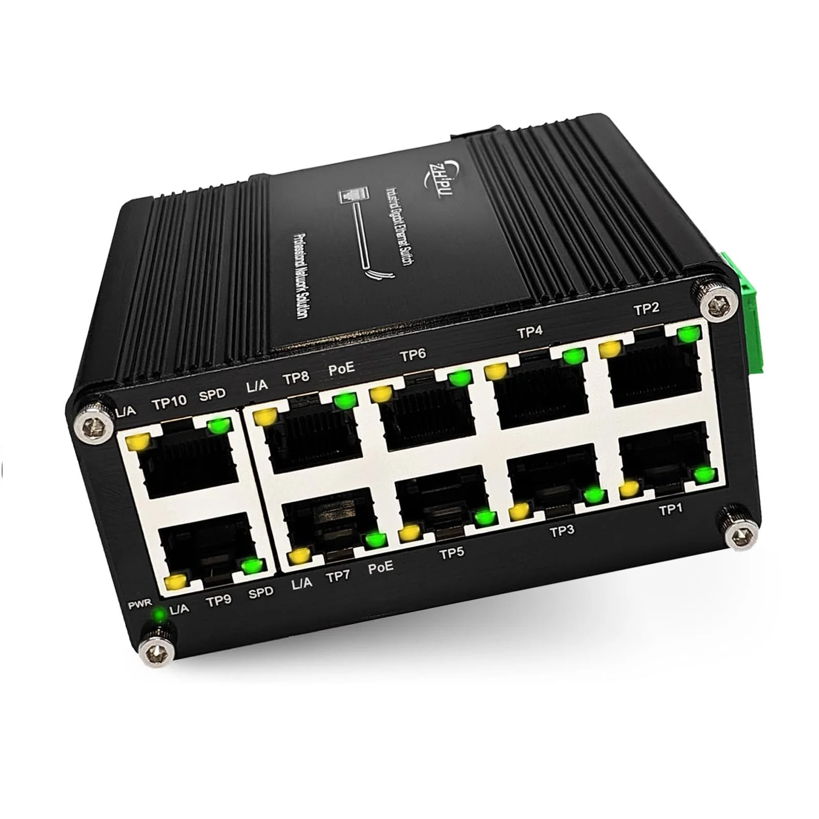 Industrial 10 Port PoE Ethernet Switch, 10/100/1000Mbps Mini Din Rail Ethernet Switch, 12-48V DC
Industrial 10 Port PoE Ethernet Switch, 10/100/1000Mbps Mini Din Rail Ethernet Switch, 12-48V DC