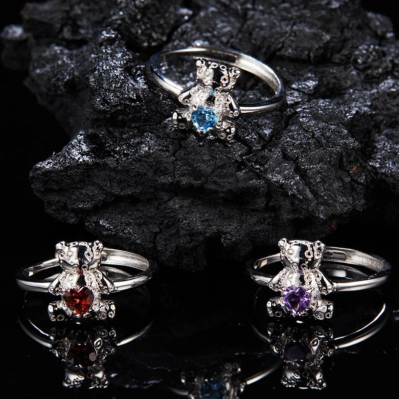 S925Pure Silver Natural Topaz Garnet Amethyst Gemstone Ring for Women Bear Hugging Heart Open Ring Wholesale
S925Pure Silver Natural Topaz Garnet Amethyst Gemstone Ring for Women Bear Hugging Heart Open Ring Wholesale
