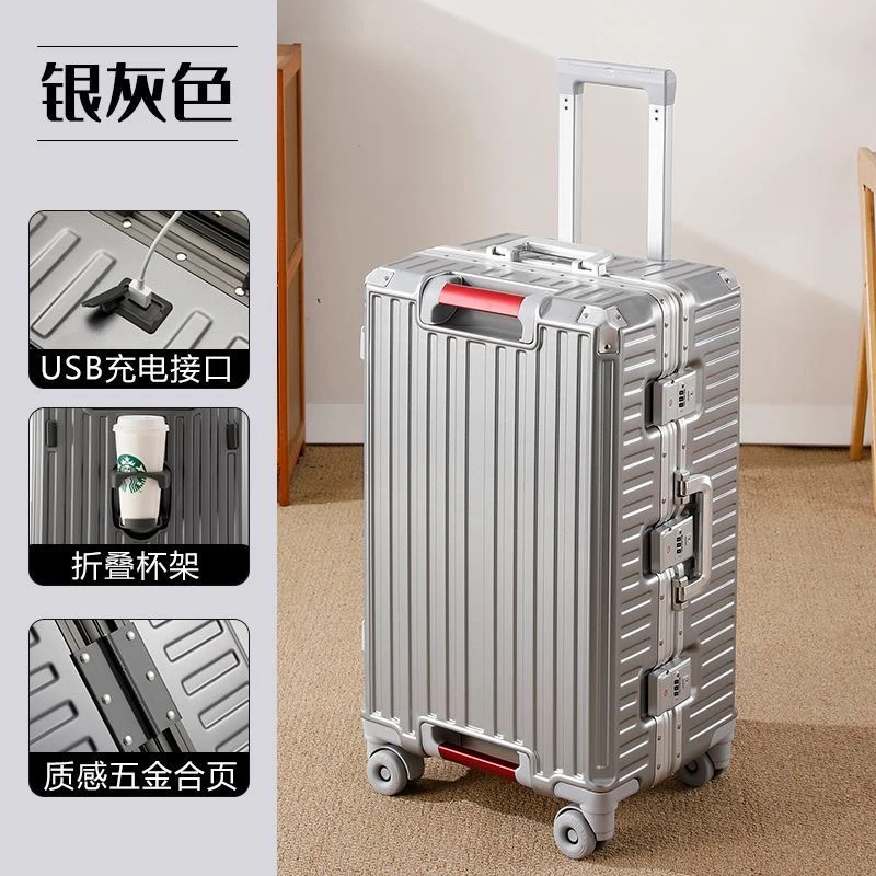 Large Size Travel Suitcase Aluminum Frame Rolling Luggage Trolley Case with Wheels Carry-On Luggage with Cup Holder Password Box
Large Size Travel Suitcase Aluminum Frame Rolling Luggage Trolley Case with Wheels Carry-On Luggage with Cup Holder Password Box