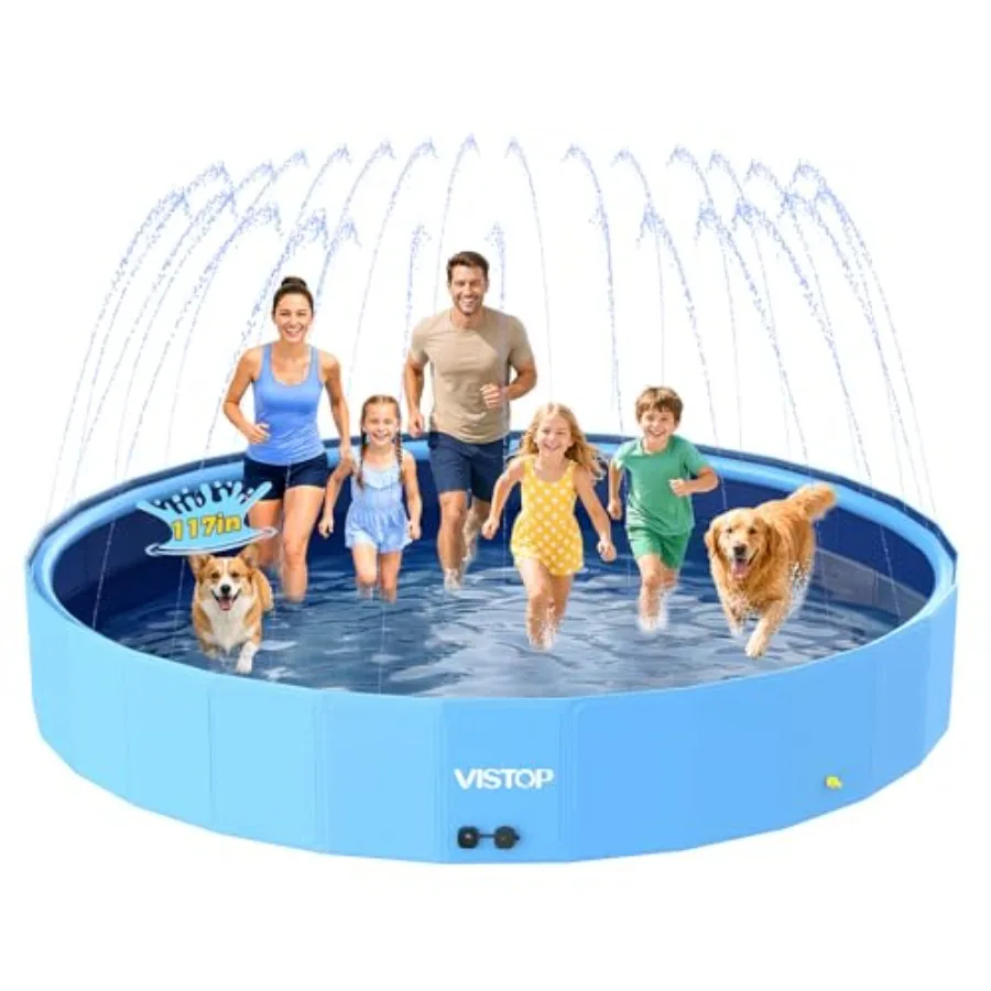 Outdoor backyard dog pool: extra large 117 sprinkler-equipped, heavy-duty foldable hard plastic, non-slip collapsible swimming
Outdoor backyard dog pool: extra large 117 sprinkler-equipped, heavy-duty foldable hard plastic, non-slip collapsible swimming