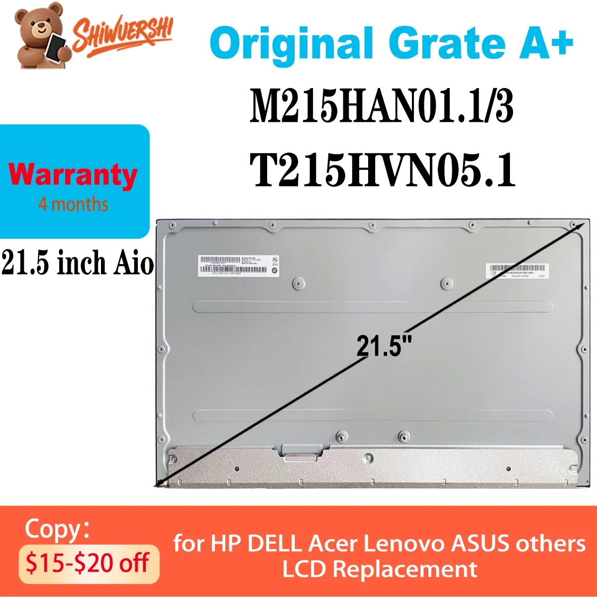21.5" New Original 1920*1080P FHD LCD Display Screen M215HAN01.1 M215HAN03 T215HVN05.1 75Hz 30 pins
21.5" New Original 1920*1080P FHD LCD Display Screen M215HAN01.1 M215HAN03 T215HVN05.1 75Hz 30 pins