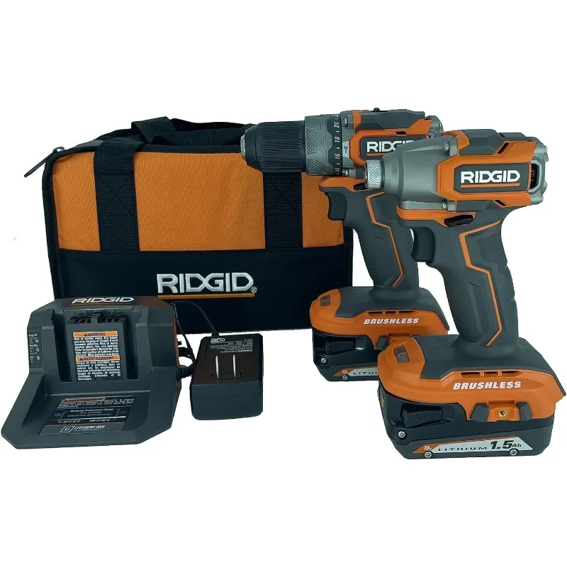 RIDGID 18V Brushless Sub-Compact Cordless 1/2-inch Hammer Drill and Impact Driver Combo Kit - R9781
RIDGID 18V Brushless Sub-Compact Cordless 1/2-inch Hammer Drill and Impact Driver Combo Kit - R9781