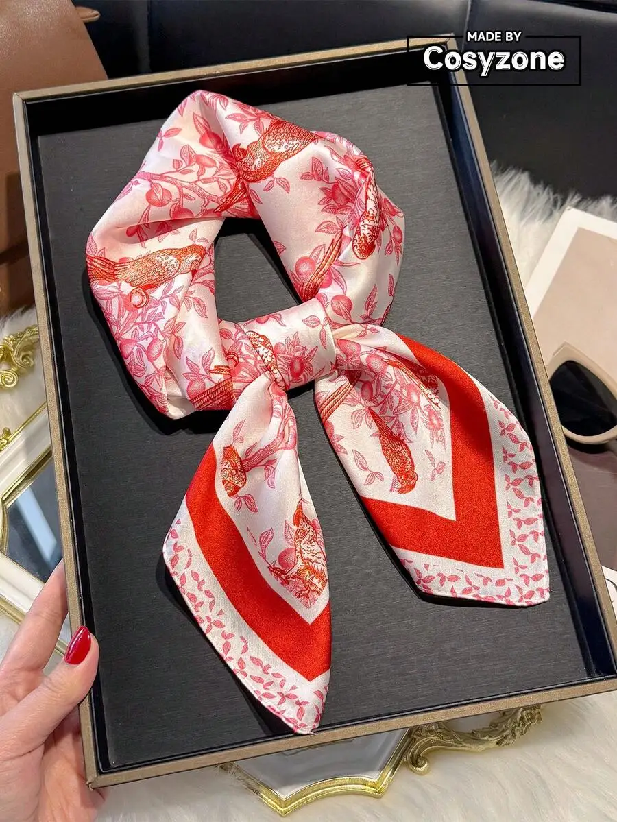 1pc Elegant Floral Print 27.6in/70cmFaux Silk Scarf, Fashion Versatile Women Bandana, Waist Tie, Bow Decor, Hair Accessory, Suit
1pc Elegant Floral Print 27.6in/70cmFaux Silk Scarf, Fashion Versatile Women Bandana, Waist Tie, Bow Decor, Hair Accessory, Suit