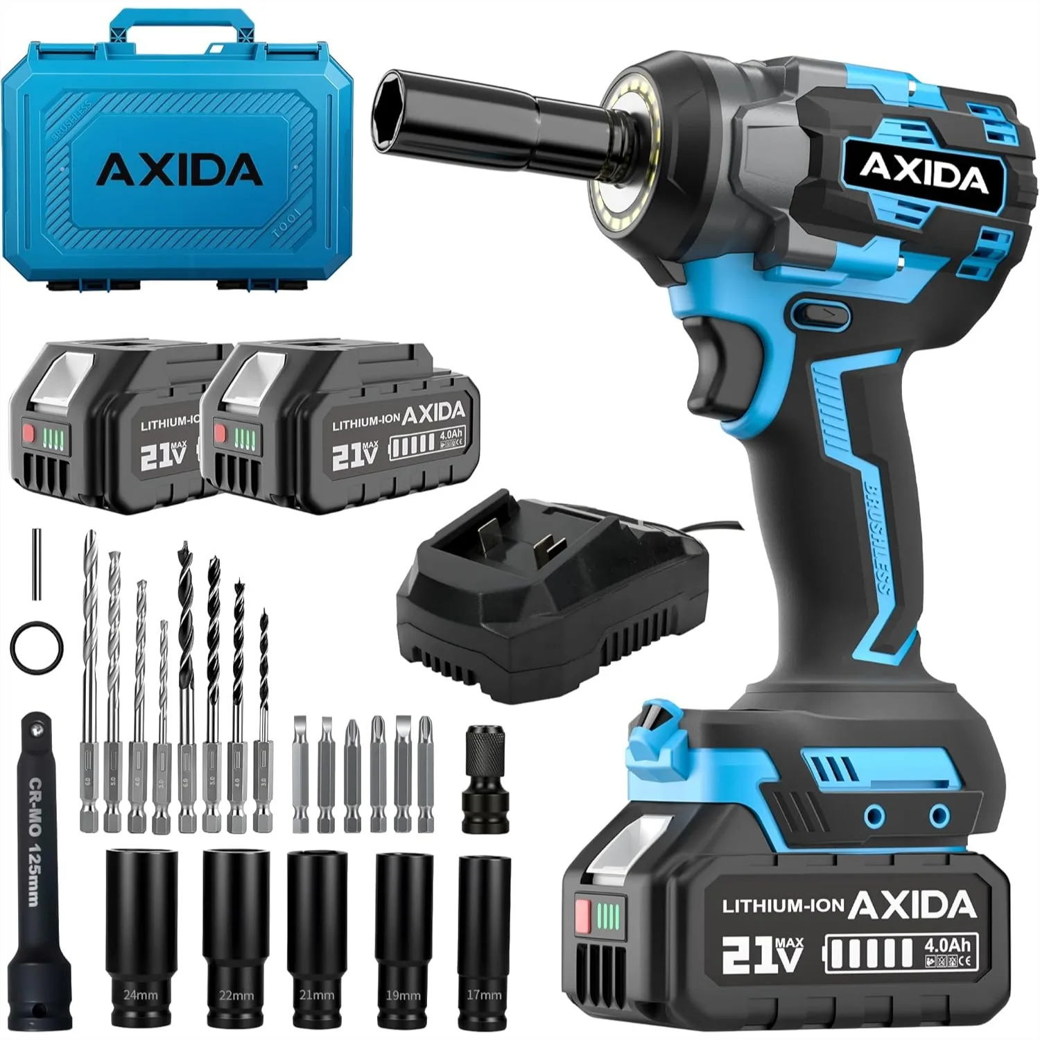 Cordless Impact Wrench 1/2 Inch Brushless 21V with 2x4.0Ah Batteries, 650Nm Torque for Car Repair
Cordless Impact Wrench 1/2 Inch Brushless 21V with 2x4.0Ah Batteries, 650Nm Torque for Car Repair