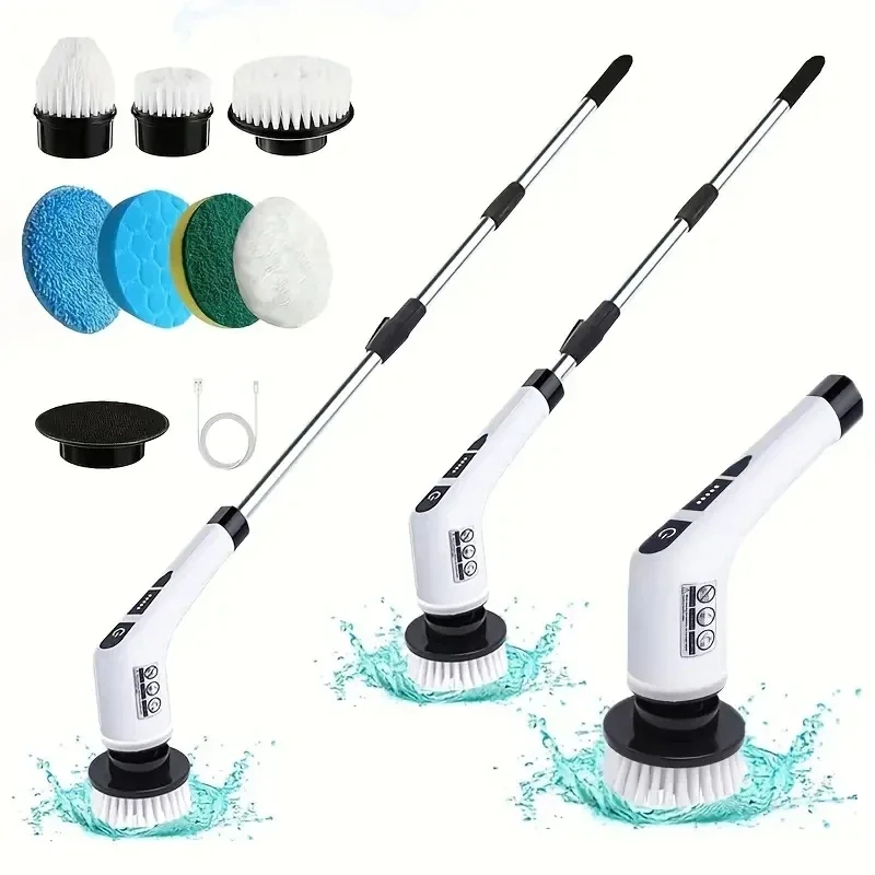 Electric Cleaning Brush, Wireless Electric Rotating Scrubber, 7 Brush Heads and Adjustable Extension Handle, Bathroom Cleaning
Electric Cleaning Brush, Wireless Electric Rotating Scrubber, 7 Brush Heads and Adjustable Extension Handle, Bathroom Cleaning
