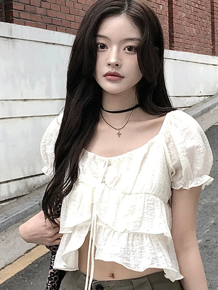 Summer New Style Women's Chiffon Shirt Texture Gentle Knot Belt Short Sleeve Top Korean Loose Fit Bubble Sleeve
Summer New Style Women's Chiffon Shirt Texture Gentle Knot Belt Short Sleeve Top Korean Loose Fit Bubble Sleeve