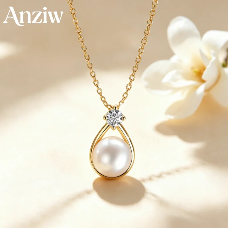 Anziw 8.5-9mm Natural Freshwater Pearl Pendant Necklace 14K Gold Filled Box Chain Round Moissanite Fine Jewelry for Women Gift
Anziw 8.5-9mm Natural Freshwater Pearl Pendant Necklace 14K Gold Filled Box Chain Round Moissanite Fine Jewelry for Women Gift