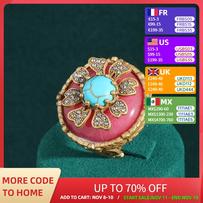 Vintage Gold Color Leaf Antique Flower Ring Decoration Floral Natural Woman Rhinestones Jewelry Party Outfits High Quality 2025
Vintage Gold Color Leaf Antique Flower Ring Decoration Floral Natural Woman Rhinestones Jewelry Party Outfits High Quality 2025