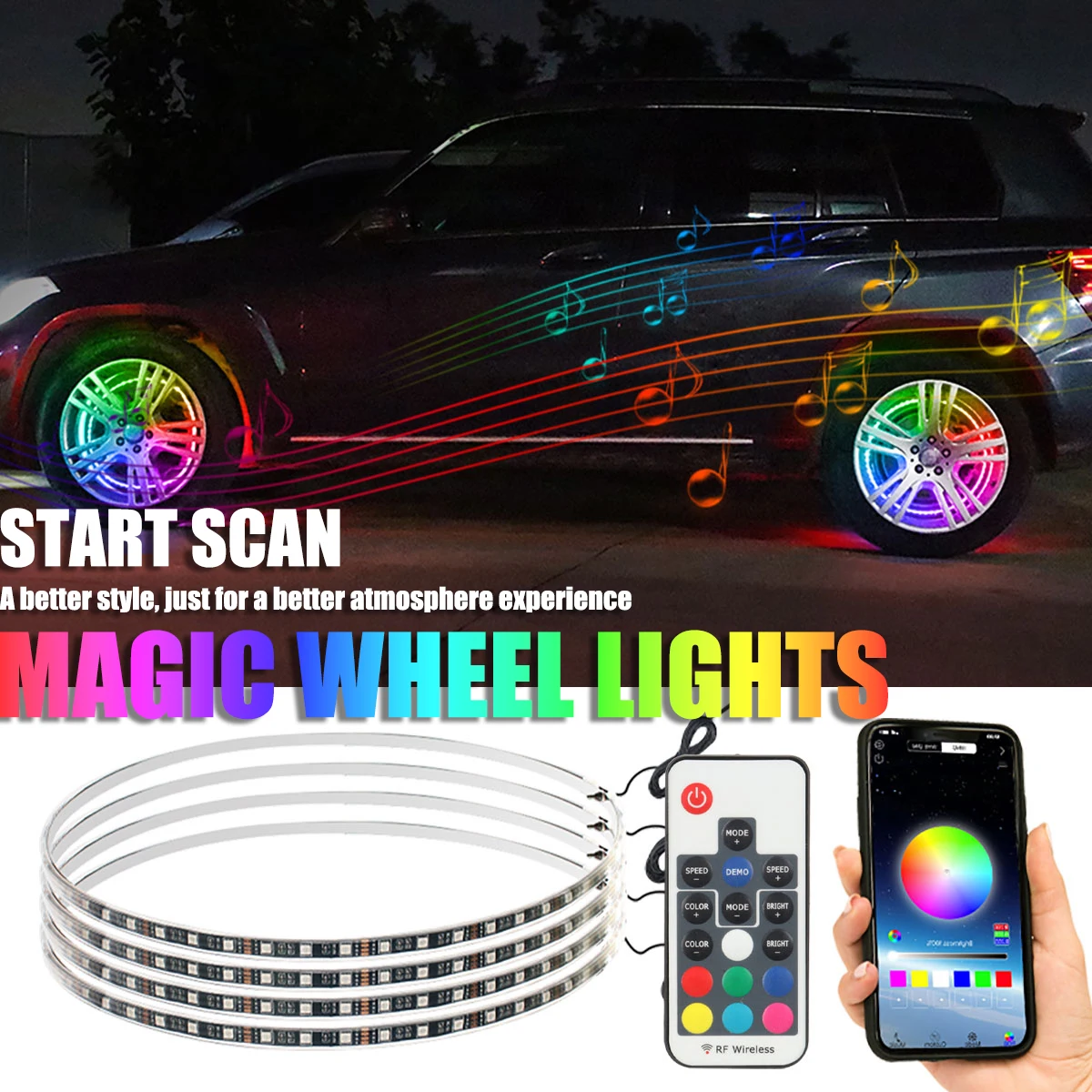 4Pcs Car Wheel LED Lights For Car Hub Decorative Neon Lamp With Brake Steering APP Remote RGB Hub Light Symphonic 15.5 In
4Pcs Car Wheel LED Lights For Car Hub Decorative Neon Lamp With Brake Steering APP Remote RGB Hub Light Symphonic 15.5 In