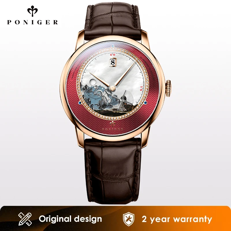 Poniger Men's Automatic Mechanical Watch - Luxury Waterproof Leather Strap Fashion Dress Wristwatch for Males
Poniger Men's Automatic Mechanical Watch - Luxury Waterproof Leather Strap Fashion Dress Wristwatch for Males
