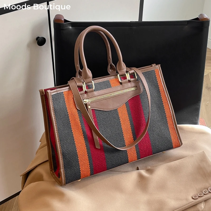 MOODS Classic Striped Shoulder Tote Bags For Women Quality Large Capacity Shopping Top-handle Bag Luxury Designer Handbags 2025
MOODS Classic Striped Shoulder Tote Bags For Women Quality Large Capacity Shopping Top-handle Bag Luxury Designer Handbags 2025