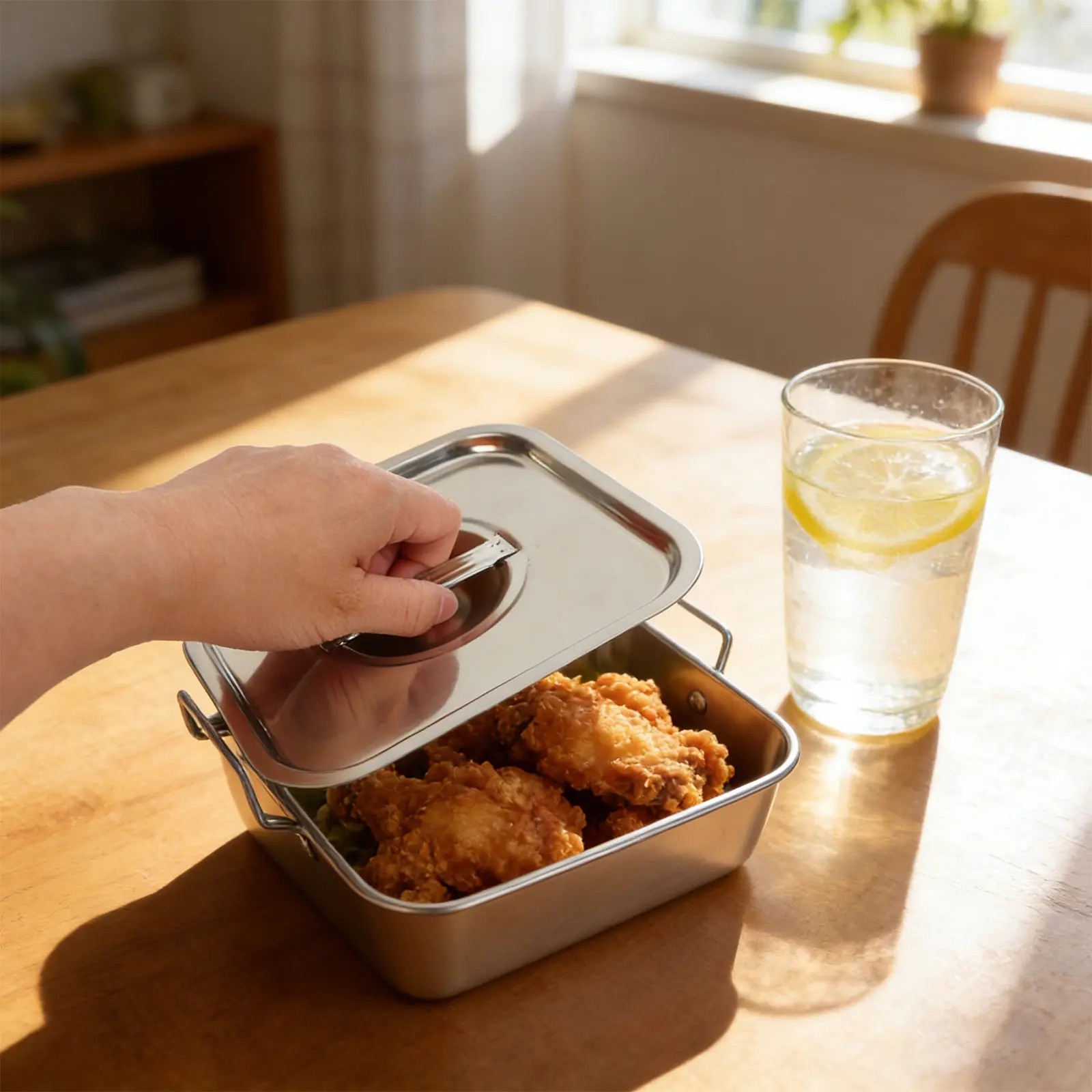 Square Stainless Steel Serving Tray with Double Handles for Fried Chicken French Fries Korean Ramen Snacks Party Buffet
Square Stainless Steel Serving Tray with Double Handles for Fried Chicken French Fries Korean Ramen Snacks Party Buffet