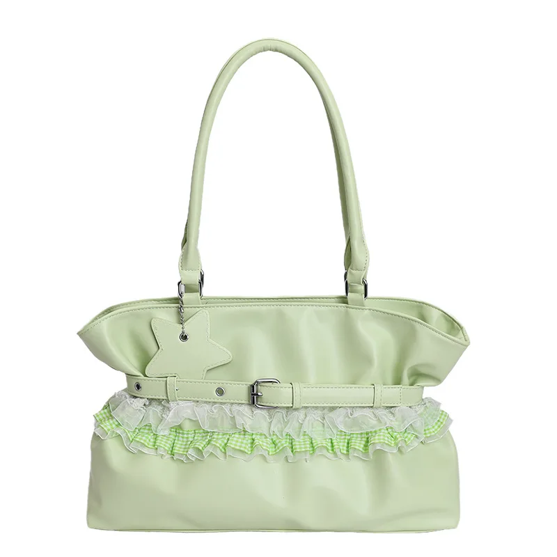 2026 New Soft Pu Leather with Plaid Lace Ruffle & Star Charm Shoulder Bag Women's Large Capacity Pleated Motorcycle Tote Bag
2026 New Soft Pu Leather with Plaid Lace Ruffle & Star Charm Shoulder Bag Women's Large Capacity Pleated Motorcycle Tote Bag
