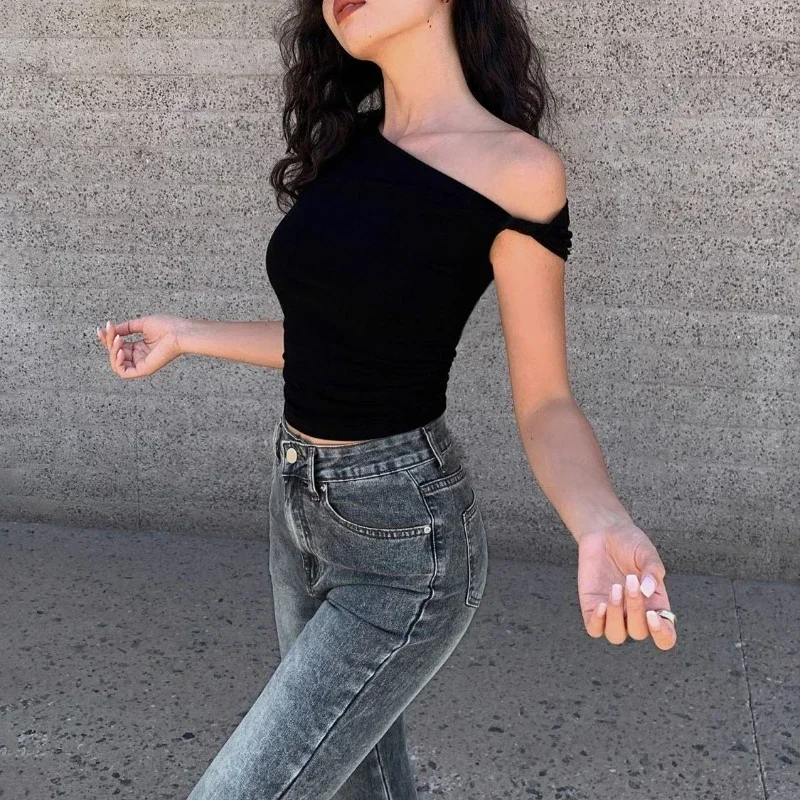 Элегантные сексуальные футболки в корейском стиле с открытыми плечами, милые черные укороченные футболки, облегающая повседневная футболка с коротким рукавом, эстетика
Элегантные сексуальные футболки в корейском стиле с открытыми плечами, милые черные укороченные футболки, облегающая повседневная футболка с коротким рукавом, эстетика