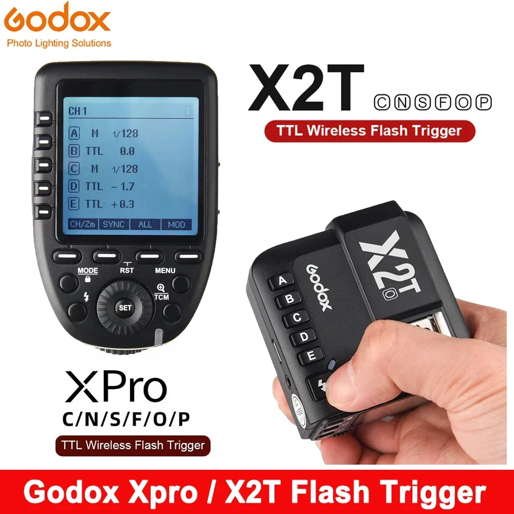 Godox Xpro-C Xpro-N Xpro-S X2T-C X2T-N X2T-S 1/8000s HSS Wireless Flash Trigger for Canon Nikon Sony Fuji Olympus Pentax
Godox Xpro-C Xpro-N Xpro-S X2T-C X2T-N X2T-S 1/8000s HSS Wireless Flash Trigger for Canon Nikon Sony Fuji Olympus Pentax
